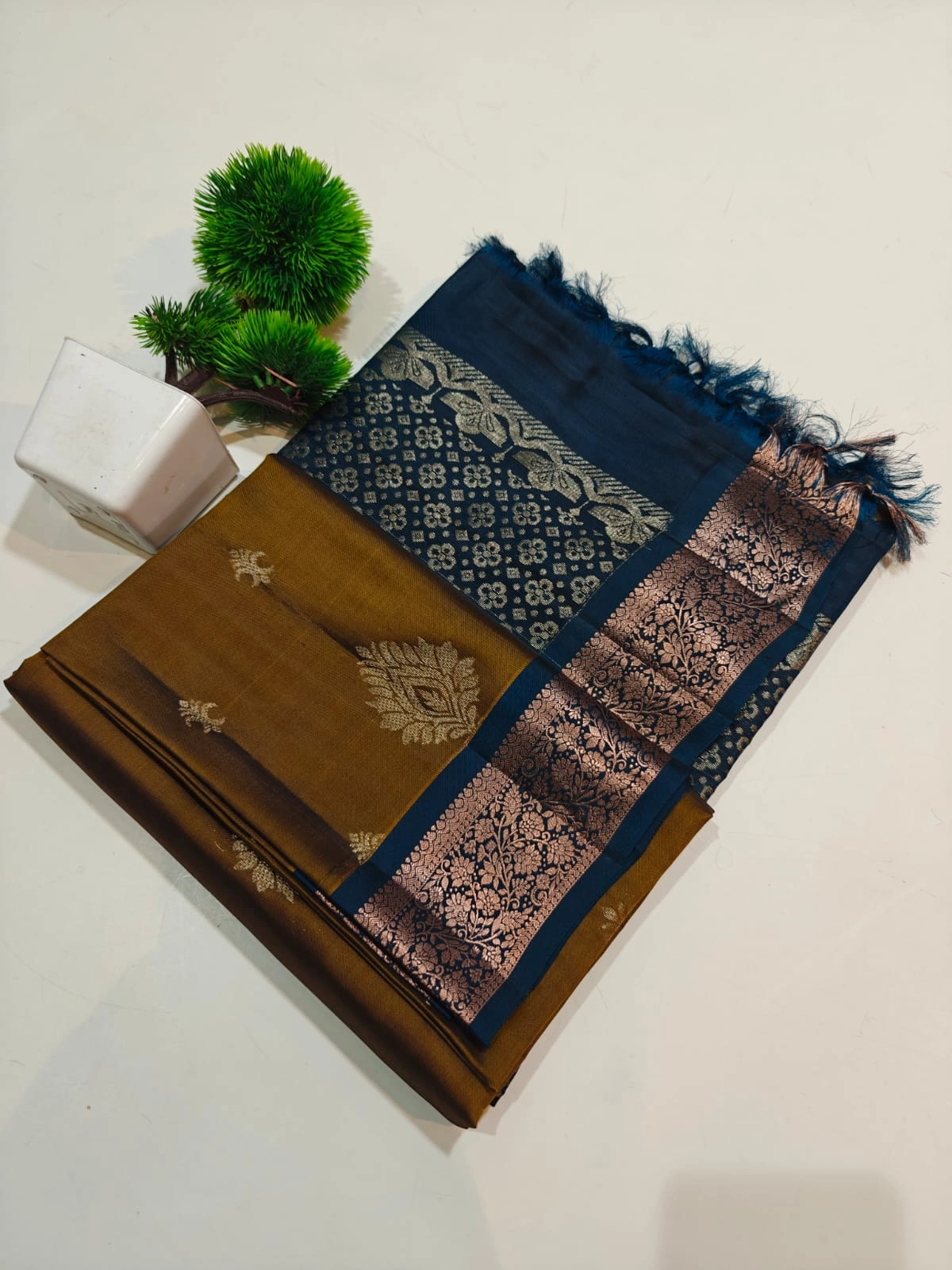 Rich Brown Kanchi Handloom Soft Silk Saree